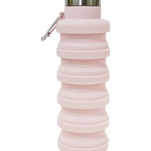 Botella plegable de silicon rosa de 500ml de 15x7x7cm