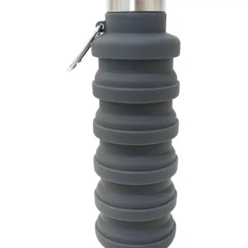 Botella plegable de silicon gris de 500ml de 15x7x7cm