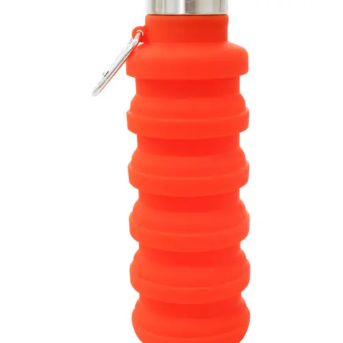 Botella plegable de silicon naranja de 500ml de 15x7x7cm