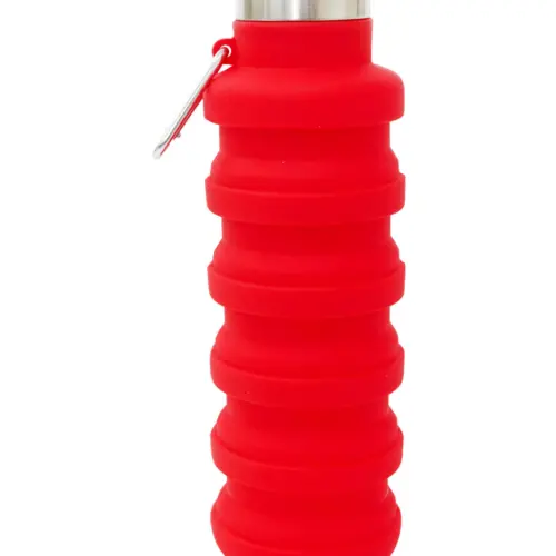 Botella plegable de silicon rojo de 500ml de 15x7x7cm