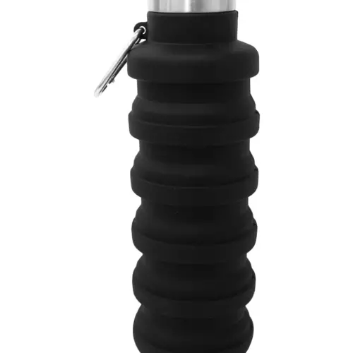 Botella plegable de silicon negro de 500ml de 15x7x7cm