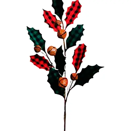 Vara de hojas de tela escocesa con cascabel oxido de 83cm