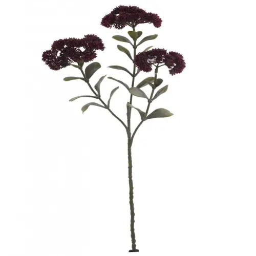 Vara con 3 flores de sedum vino de 12x18x56cm