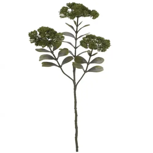 Vara con 3 flores de sedum verde de 12x18x56cm