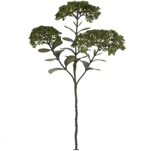 Vara con 3 flores de sedum verde olivo de 12x20x58cm