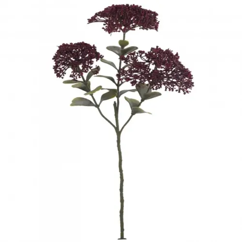 Vara con 3 flores de sedum vino de 12x20x58cm