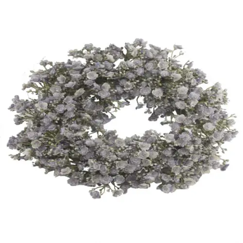 Corona de plastico con flores gris de 30x30x10cm