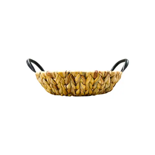 Canasta redonda tejida con asas de 38x32x11cm