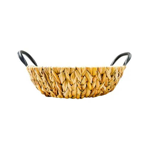 Canasta redonda tejida con asas de 42x35x11cm