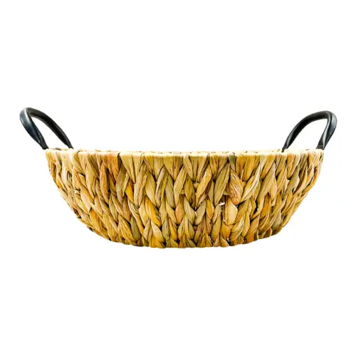 Canasta redonda tejida con asas de 47x38x11cm