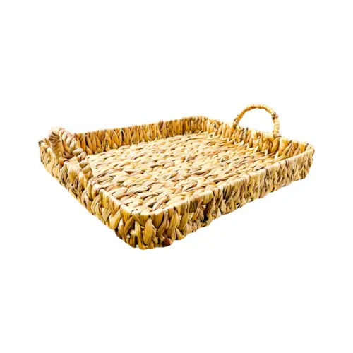 Canasta rectangular tejida con asas de 44x34x6cm