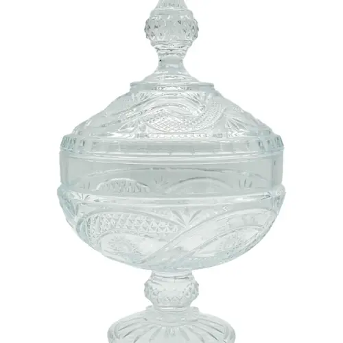 Bombonera de cristal con tapa de 15x24x9cm
