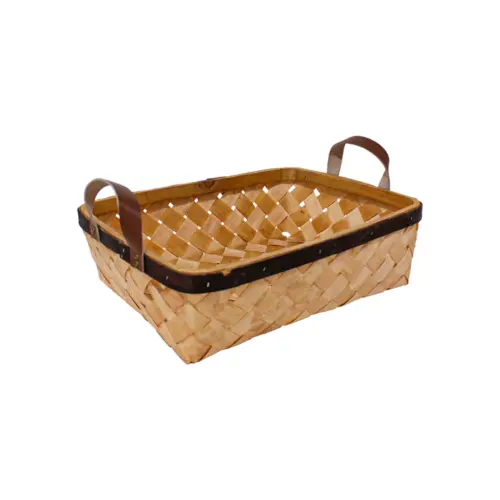 Canasta rectangular con asas de polipiel de 34.5x24x10.5cm