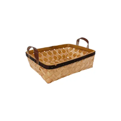 Canasta rectangular con asas de polipiel de 28x29x9cm
