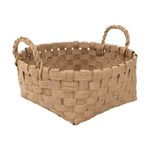 Canasta redonda tejida natural con asas de 45x18x25cm