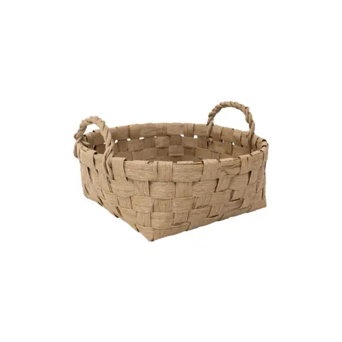 Canasta redonda tejida natural con asas de 35x14x20cm