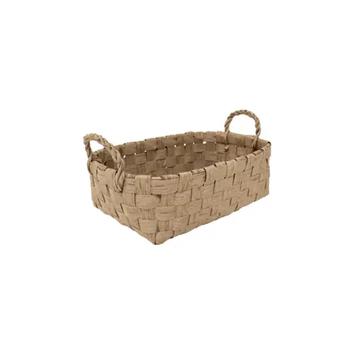 Canasta rectangular tejida natural con asas de 43x27x14x20cm