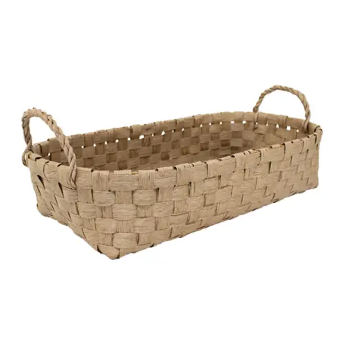 Canasta rectangular de tejido natural con asas de 70x37x16.5×24.5cm