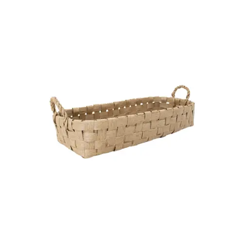 Canasta rectangular de tejido natural con asas de 59x27x11.5×17.5cm