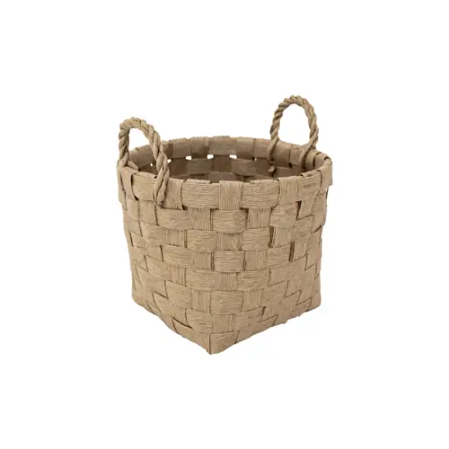 Cesto redondo tejido natural con asas de 27×21.5×27.5cm
