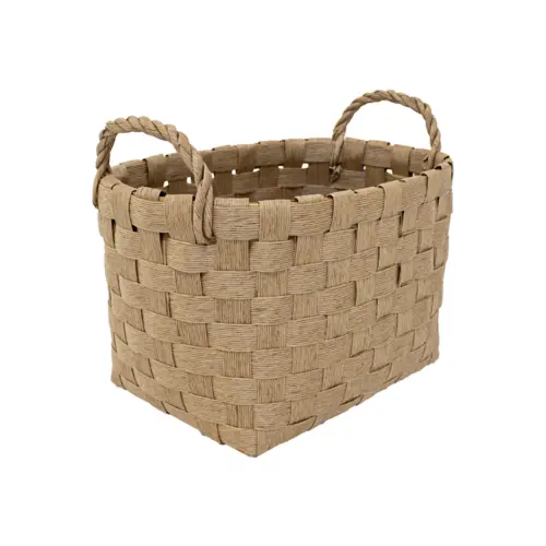 Cesto ovalado tejido natural con asas de 37x27x24x31cm