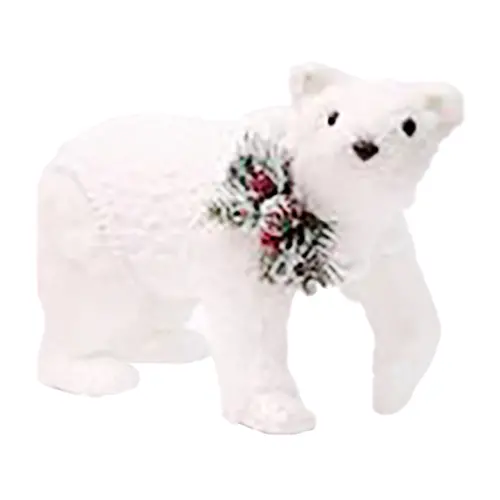 Oso polar blanco con moño con follaje y piña de 37x16x23cm
