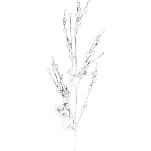 Vara con conchas flores y plumas aperladas de 65cm
