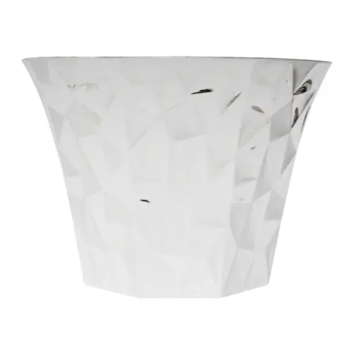 Maceta de plástico plata con grabado de 31x36cm