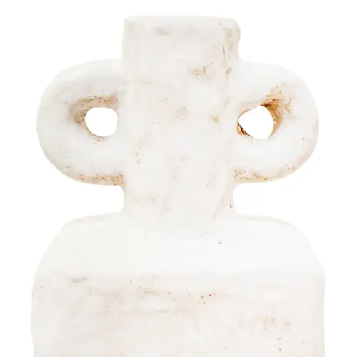 Jarrón de terracota blanco con agarraderas de 10x7x32cm