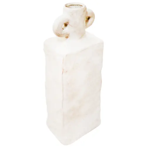 Jarrón de terracota blanco con agarraderas de 10.5×7.5x28cm