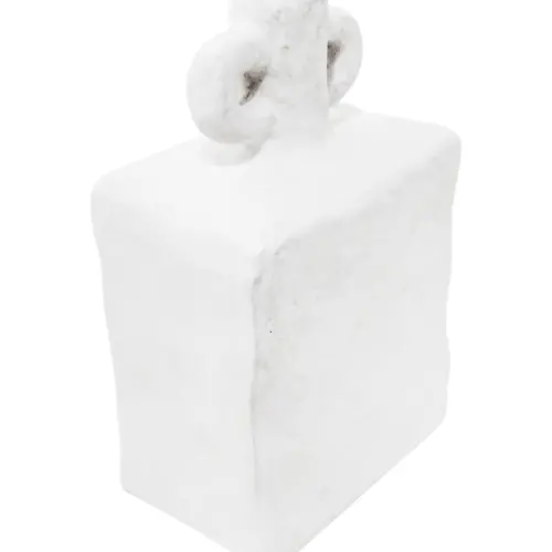 Jarrón de terracota blanco con agarraderas de 13.5×9.5×21.5cm