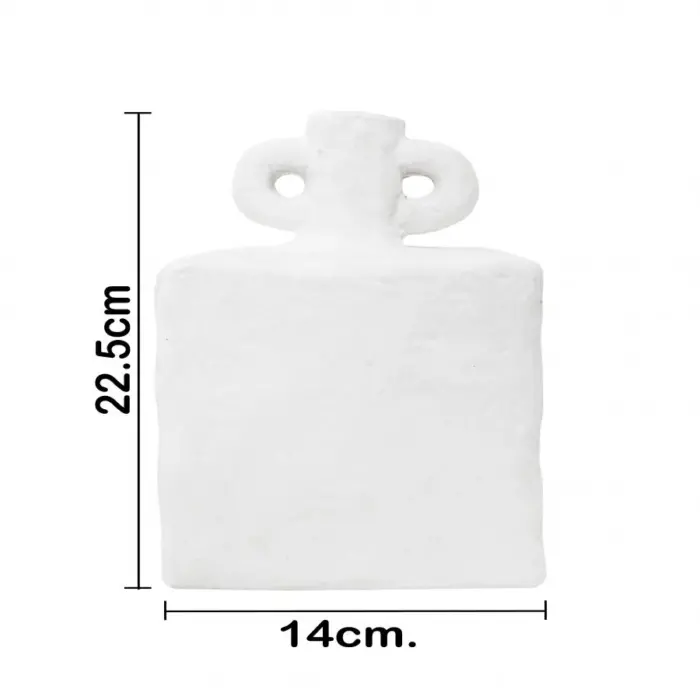 Jarrón de terracota blanco con agarraderas de 13.5x9.5x21.5cm - Image 4