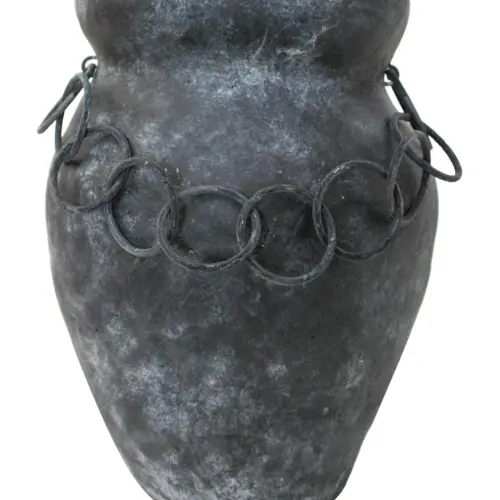 Maceta de terracota negra con aros de 25×24.5×30.5cm