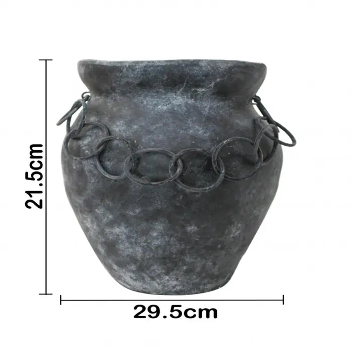 Maceta de terracota negra con aros de 25x24.5x30.5cm - Image 4