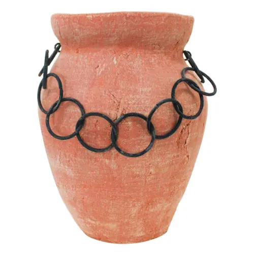 Maceta de terracota con aros de 20.5x20x25.5cm