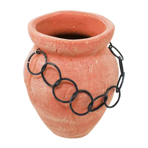 Maceta de terracota con aros de 20.5x20x25.5cm