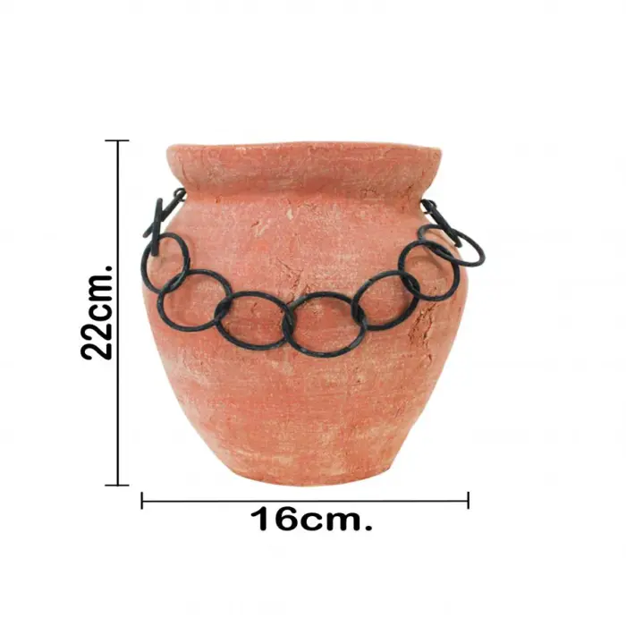 Maceta de terracota con aros de 19x18x22.5cm - Image 4