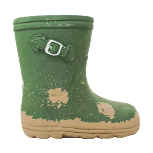 Maceta de cemento diseño bota verde de 22x11x20cm