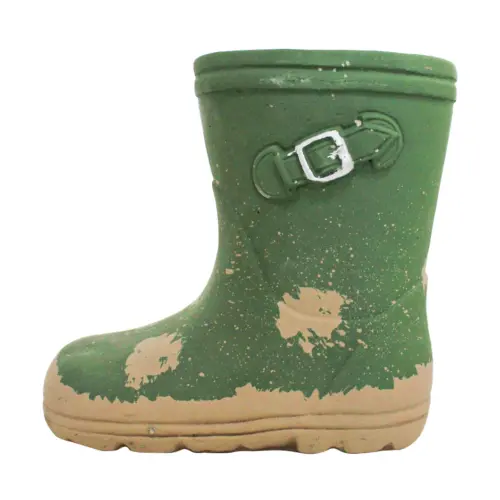 Maceta de cemento diseño bota verde de 22.5x11x20cm