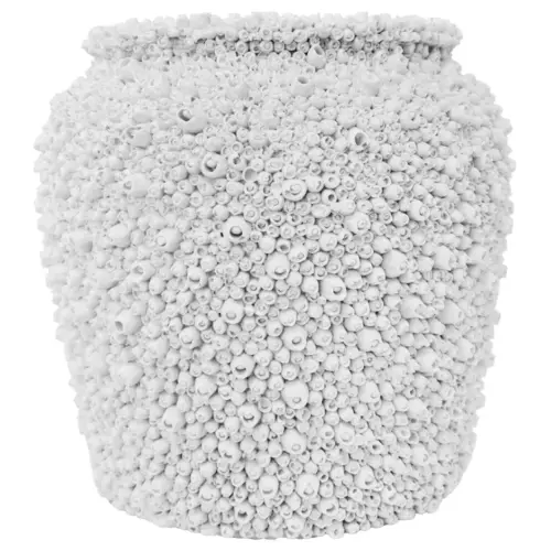 Maceta de poliresina blanca porosa de 29x29x28cm