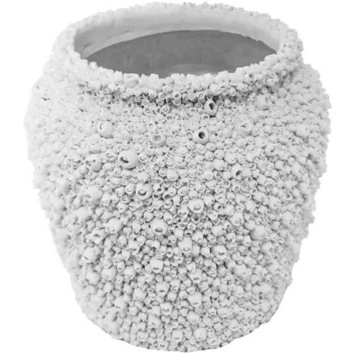 Maceta de poliresina blanca porosa de 29x29x28cm