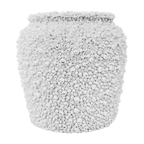 Maceta de poliresina blanca porosa de 24.5×24.5x24cm
