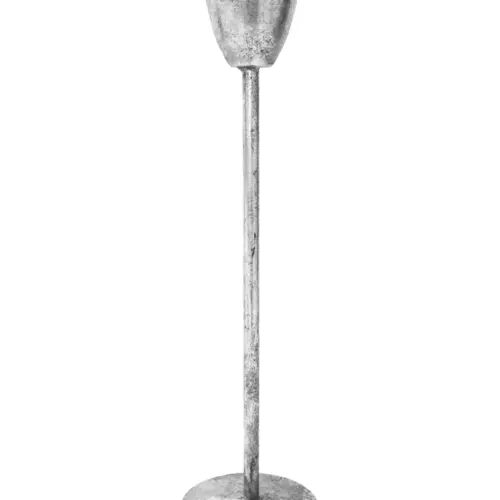 Candelabro de metal plateado diseño copa de mango largo de 6x35cm