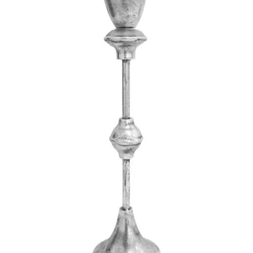 Candelabro de metal plateado diseño copa de 6×37.5cm