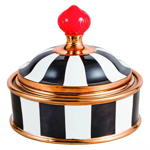 Azucarera de porcelana negro con blanco de 11x11x13cm