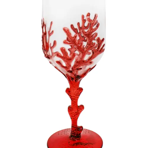 Copa de acrilico diseño coral roja 8x22cm