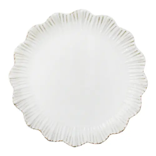 Plato de melamina blanca con orilla ondulada de 23cm