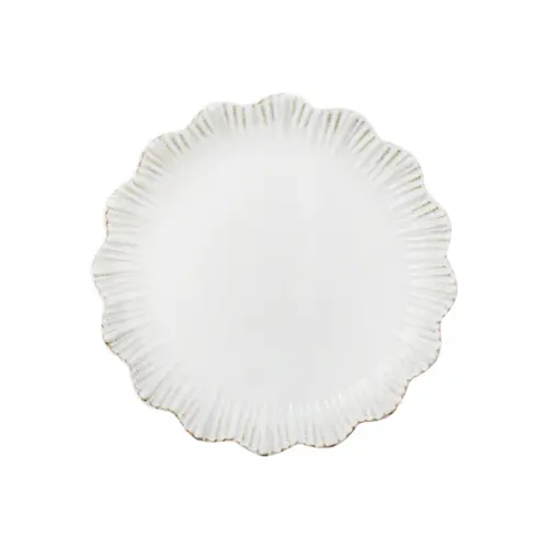 Plato de melamina blanca con orilla ondulada de 28cm