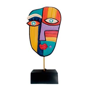 Escultura de rostro de mujer abstracto de colores de 39cm