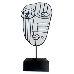 Escultura de rostro de mujer abstracto blanco con negro de 39cm